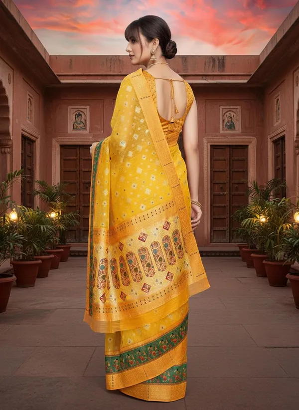 Yellow_Cotton_Silk_Banarasi_Zari_Woven_Saree_For_Women_|_With_Blouse_Piece