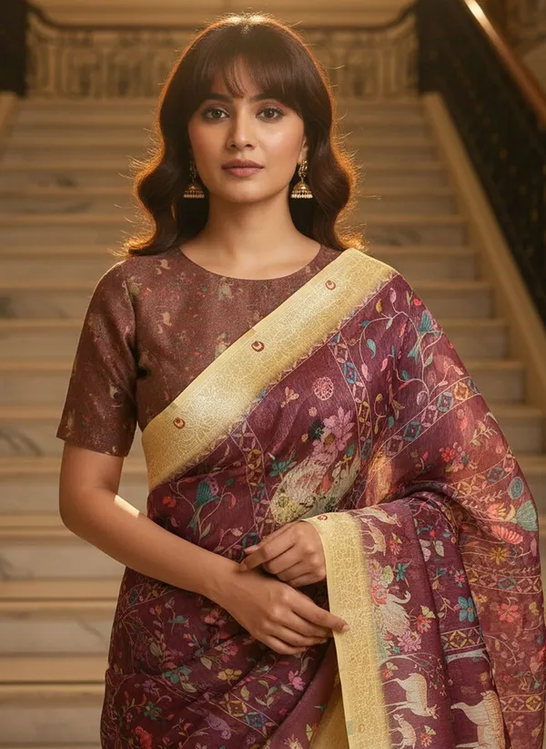Purple_Cotton_Silk_Banarasi_Digital_Print_Woven_Saree_For_Women_|_With_Blouse_Piece