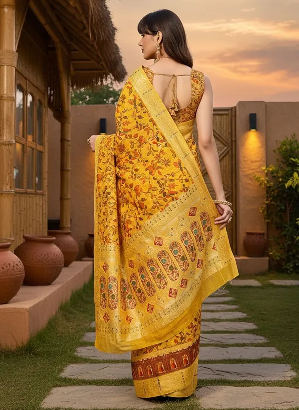 Yellow_Cotton_Silk_Printed_Saree_For_Women_|_With_Blouse_Piece
