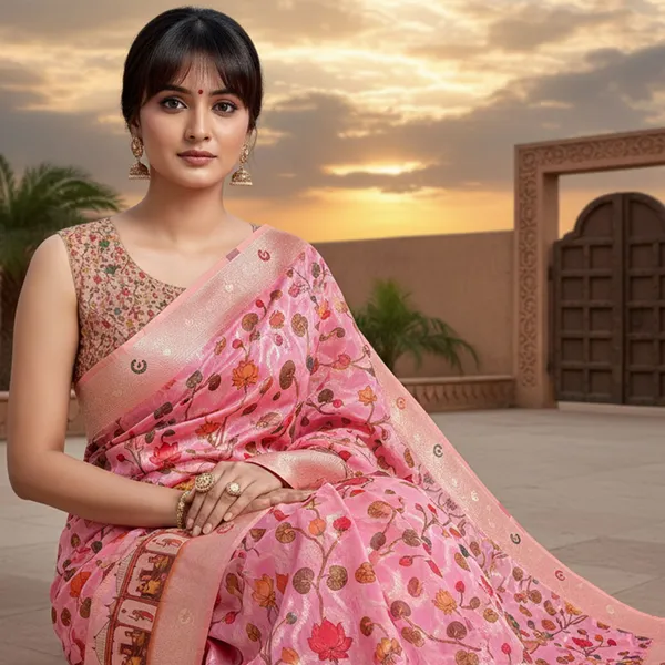 Pink_Cotton_Silk_Digital_Print_Banarasi_Woven_Saree_For_Women_|_With_Blouse_Piece