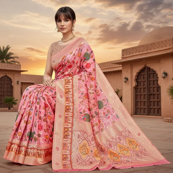 Pink_Cotton_Silk_Digital_Print_Banarasi_Woven_Saree_For_Women_|_With_Blouse_Piece