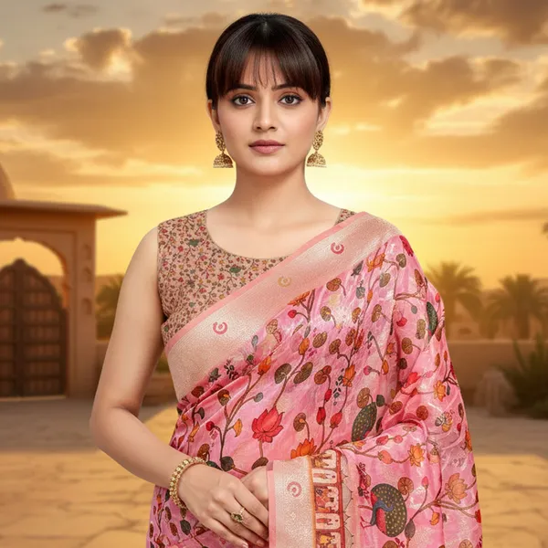 Pink_Cotton_Silk_Digital_Print_Banarasi_Woven_Saree_For_Women_|_With_Blouse_Piece