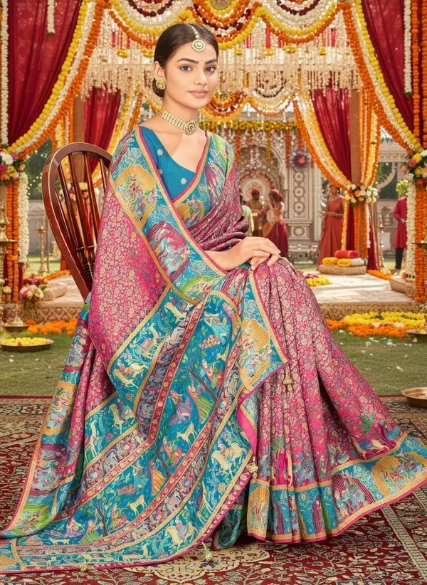 Sariya_Pink_Madhubani_Pure_Silk_Jacquard_Woven_Saree_For_Women_|_With_Blouse_Piece