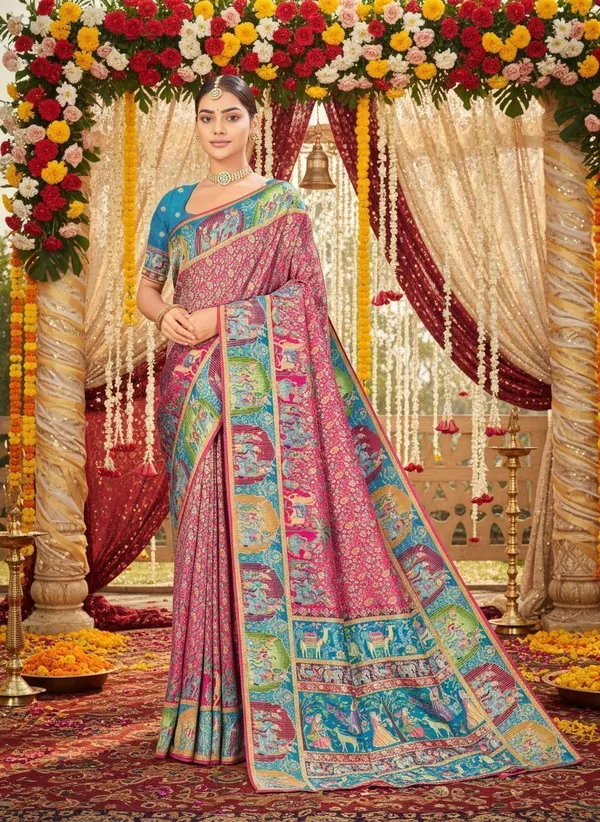 Sariya_Pink_Madhubani_Pure_Silk_Jacquard_Woven_Saree_For_Women_|_With_Blouse_Piece