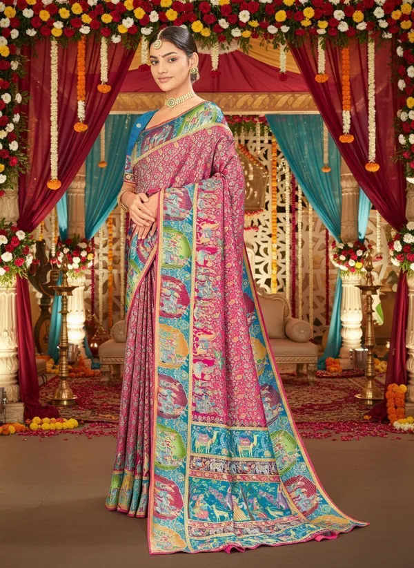 Sariya_Pink_Madhubani_Pure_Silk_Jacquard_Woven_Saree_For_Women_|_With_Blouse_Piece