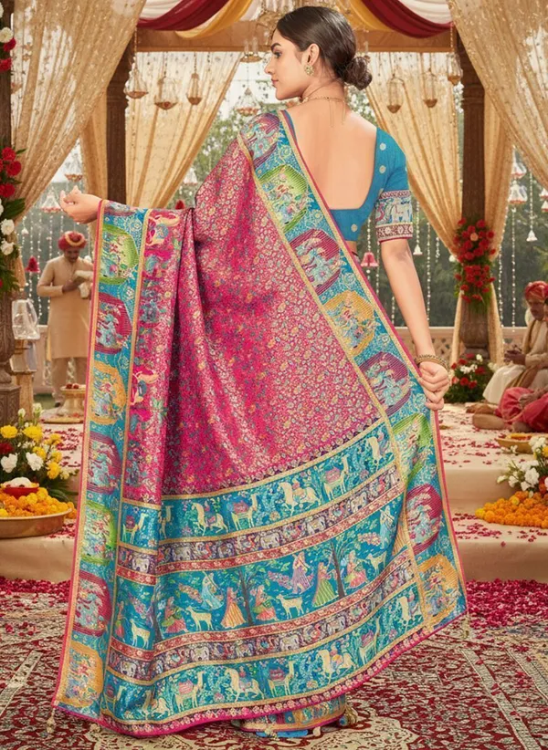 Sariya_Pink_Madhubani_Pure_Silk_Jacquard_Woven_Saree_For_Women_|_With_Blouse_Piece
