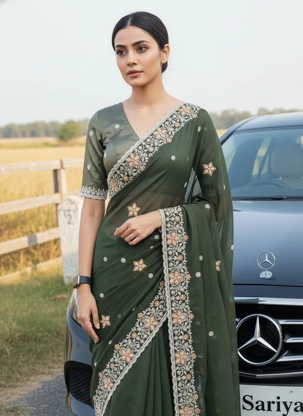 Dark_Green_Georgette_Embroidered_Floral_Bollywood_Saree_For_Women_|_With_Blouse_Piece