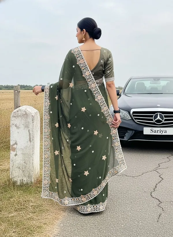 Dark_Green_Georgette_Embroidered_Floral_Bollywood_Saree_For_Women_|_With_Blouse_Piece