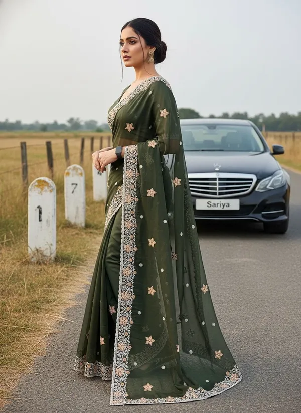 Dark_Green_Georgette_Embroidered_Floral_Bollywood_Saree_For_Women_|_With_Blouse_Piece