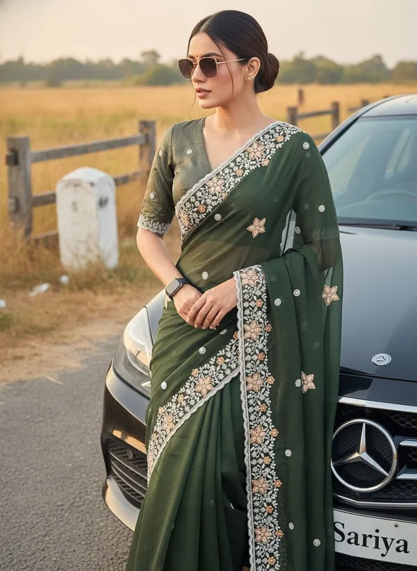 Dark_Green_Georgette_Embroidered_Floral_Bollywood_Saree_For_Women_|_With_Blouse_Piece