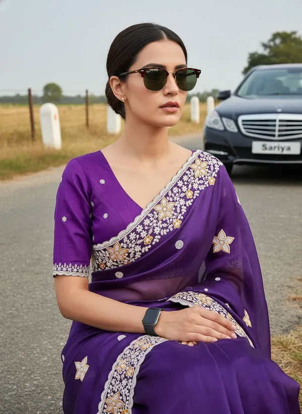 Purple_Georgette_Floral_Embroidered_Embellished_Saree_For_Women_|_With_Blouse_Piece