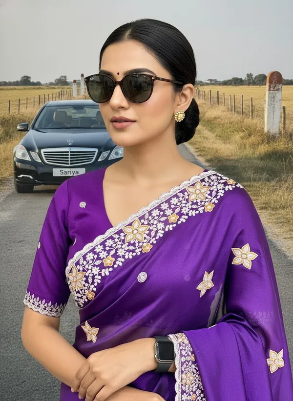 Purple_Georgette_Floral_Embroidered_Embellished_Saree_For_Women_|_With_Blouse_Piece