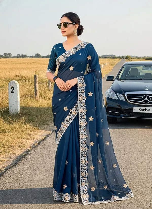 Dark_Blue_Georgette_Floral_Embroidered_Bollywood_Saree_For_Women_|_With_Blouse_Piece