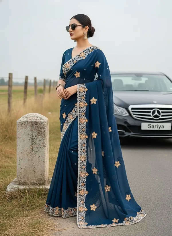 Dark_Blue_Georgette_Floral_Embroidered_Bollywood_Saree_For_Women_|_With_Blouse_Piece