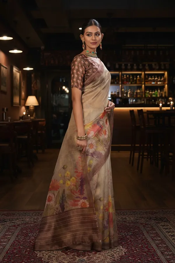 Gold_Tissue_Digital_Print_Kota_Doria_Zari_Kasab_Saree_For_Women_|_With_Blouse_Piece