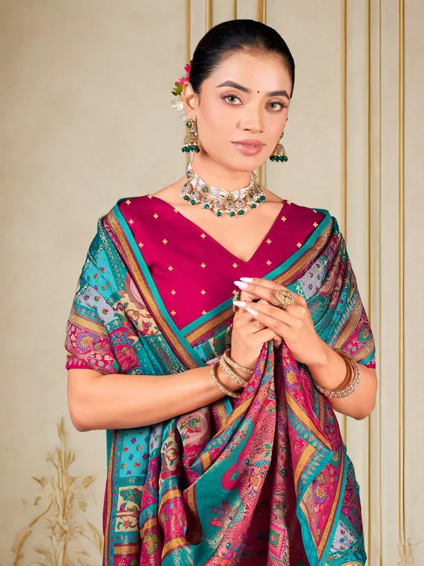 Sariya_Light_Blue_Madhubani_Pure_Silk_Jacquard_Saree_For_Women_|_With_Blouse_Piece