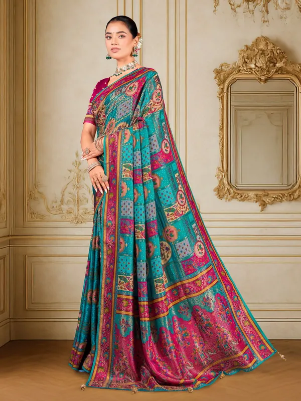 Sariya_Light_Blue_Madhubani_Pure_Silk_Jacquard_Saree_For_Women_|_With_Blouse_Piece