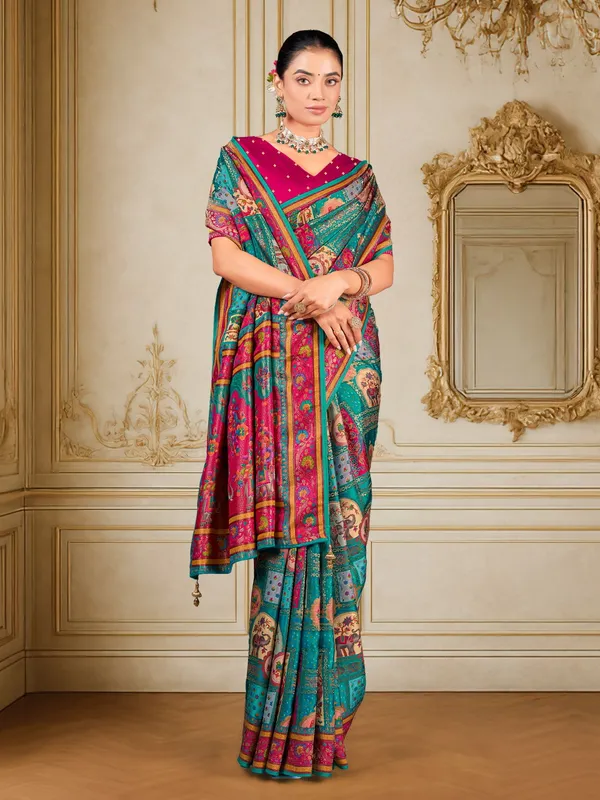 Sariya_Light_Blue_Madhubani_Pure_Silk_Jacquard_Saree_For_Women_|_With_Blouse_Piece