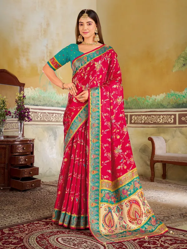 Pink_Madhubani_Pure_Silk_Woven_Jacquard_Saree_For_Women_|_With_Blouse_Piece