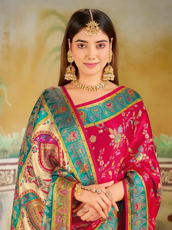 Pink_Madhubani_Pure_Silk_Woven_Jacquard_Saree_For_Women_|_With_Blouse_Piece