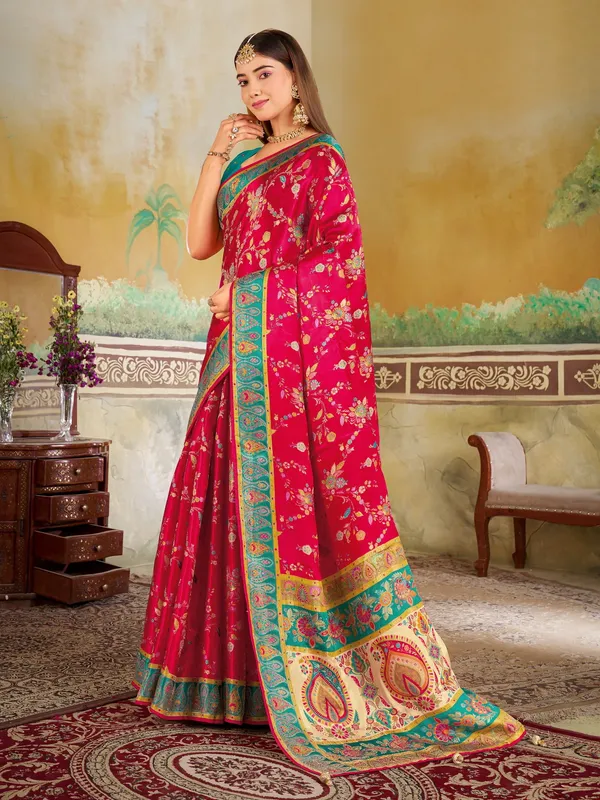 Pink_Madhubani_Pure_Silk_Woven_Jacquard_Saree_For_Women_|_With_Blouse_Piece