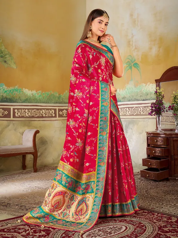 Pink_Madhubani_Pure_Silk_Woven_Jacquard_Saree_For_Women_|_With_Blouse_Piece