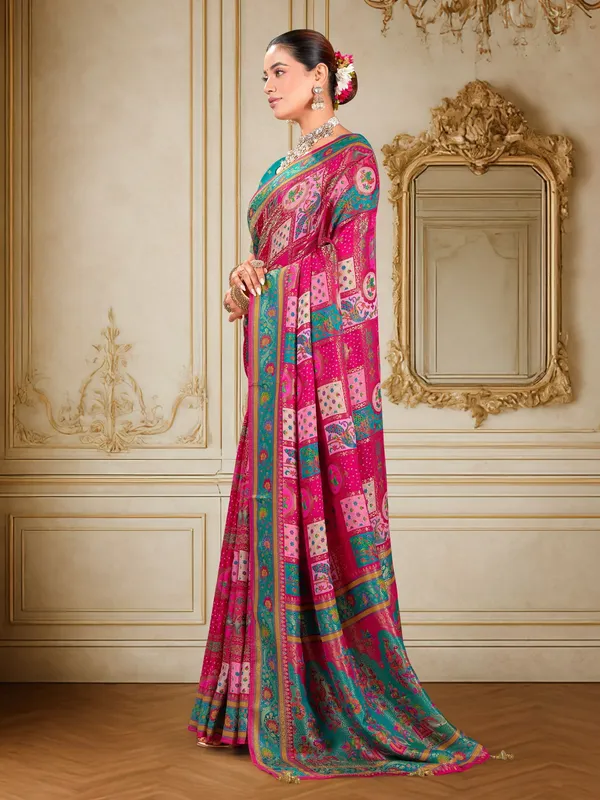 Pink_Madhubani_Pure_Silk_Jacquard_Digital_Print_Saree_For_Women_|_With_Blouse_Piece