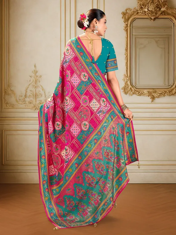 Pink_Madhubani_Pure_Silk_Jacquard_Digital_Print_Saree_For_Women_|_With_Blouse_Piece