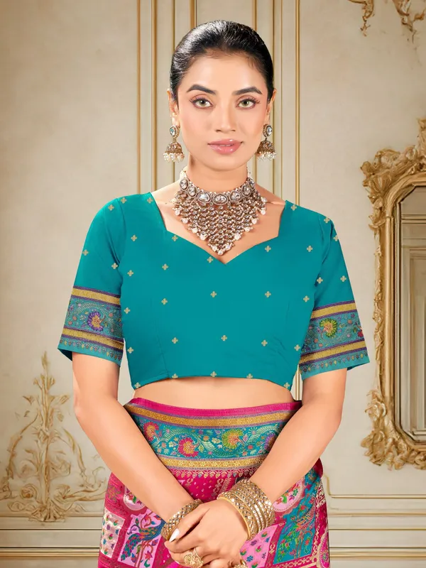 Pink_Madhubani_Pure_Silk_Jacquard_Digital_Print_Saree_For_Women_|_With_Blouse_Piece