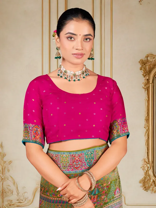 Green_Madhubani_Pure_Silk_Jacquard_Woven_Saree_For_Women_|_With_Blouse_Piece