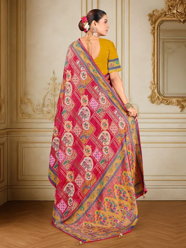 Red_Madhubani_Pure_Silk_Woven_Digital_Print_Saree_For_Women_|_With_Blouse_Piece