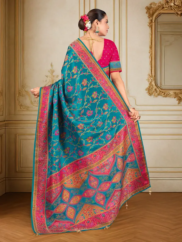 Light_Blue_Madhubani_Pure_Silk_Woven_Digital_Print_Saree_For_Women_|_With_Blouse_Piece