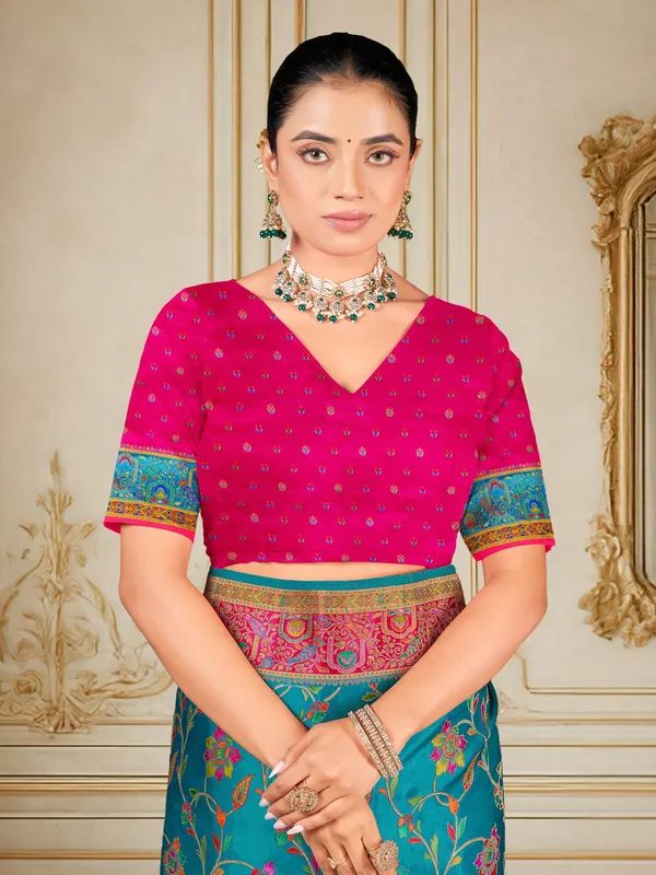Light_Blue_Madhubani_Pure_Silk_Woven_Digital_Print_Saree_For_Women_|_With_Blouse_Piece
