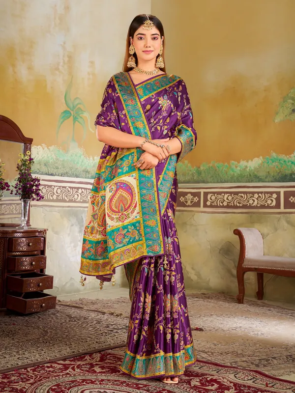Purple_Madhubani_Pure_Silk_Jacquard_Woven_Saree_For_Women_|_With_Blouse_Piece