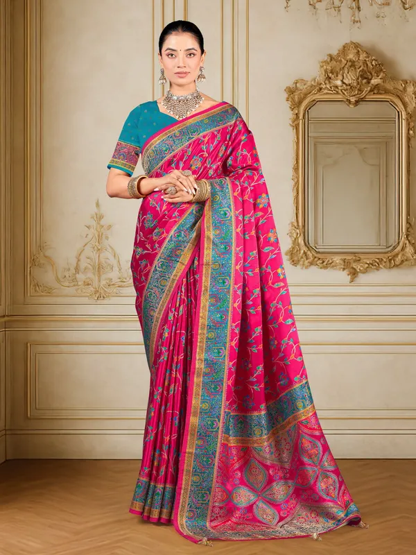Sariya_Pink_Madhubani_Pure_Silk_Jacquard_Woven_Saree_For_Women_|_With_Blouse_Piece
