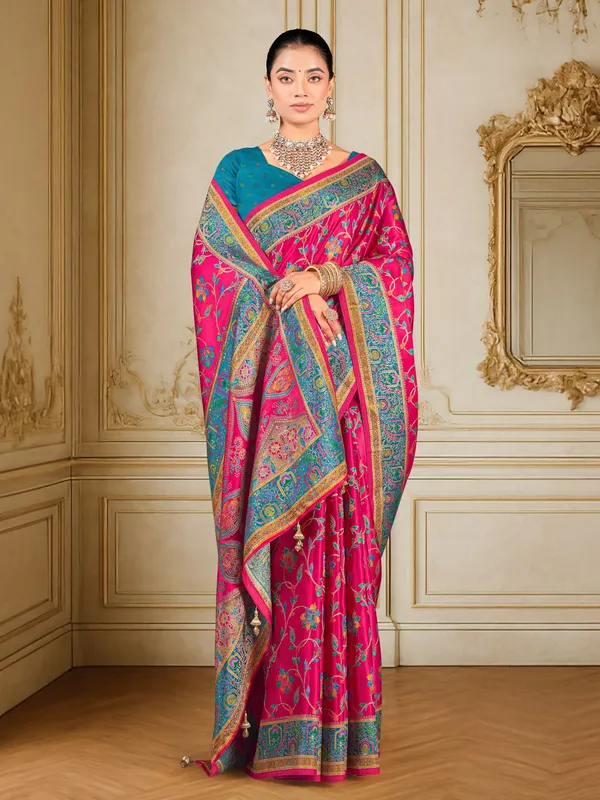 Sariya_Pink_Madhubani_Pure_Silk_Jacquard_Woven_Saree_For_Women_|_With_Blouse_Piece