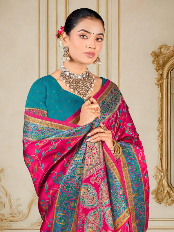Sariya_Pink_Madhubani_Pure_Silk_Jacquard_Woven_Saree_For_Women_|_With_Blouse_Piece