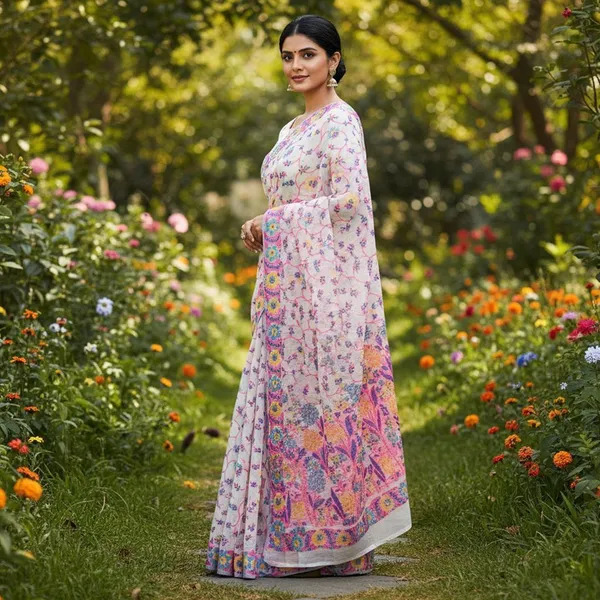 White_Cotton_Silk_Woven_Jacquard_Floral_Saree_For_Women_|_With_Blouse_Piece