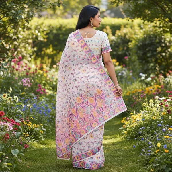 White_Cotton_Silk_Woven_Jacquard_Floral_Saree_For_Women_|_With_Blouse_Piece