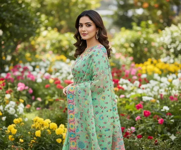 Light_Green_Cotton_Silk_Jacquard_Woven_Floral_Saree_For_Women_|_With_Blouse_Piece