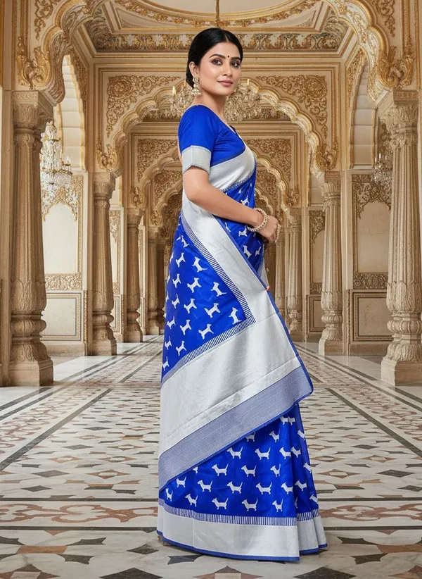 Light_Blue_Kanjivaram_Pure_Silk_Zari_Woven_Contrast_Border_Saree_For_Women_|_With_Blouse_Piece