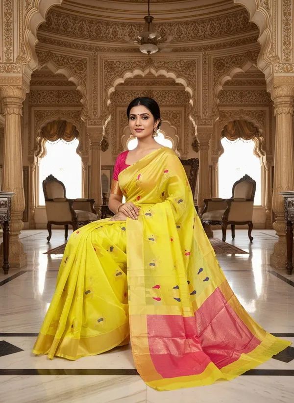 Yellow_Kanjivaram_Pure_Silk_Zari_Woven_Saree_For_Women_|_With_Blouse_Piece
