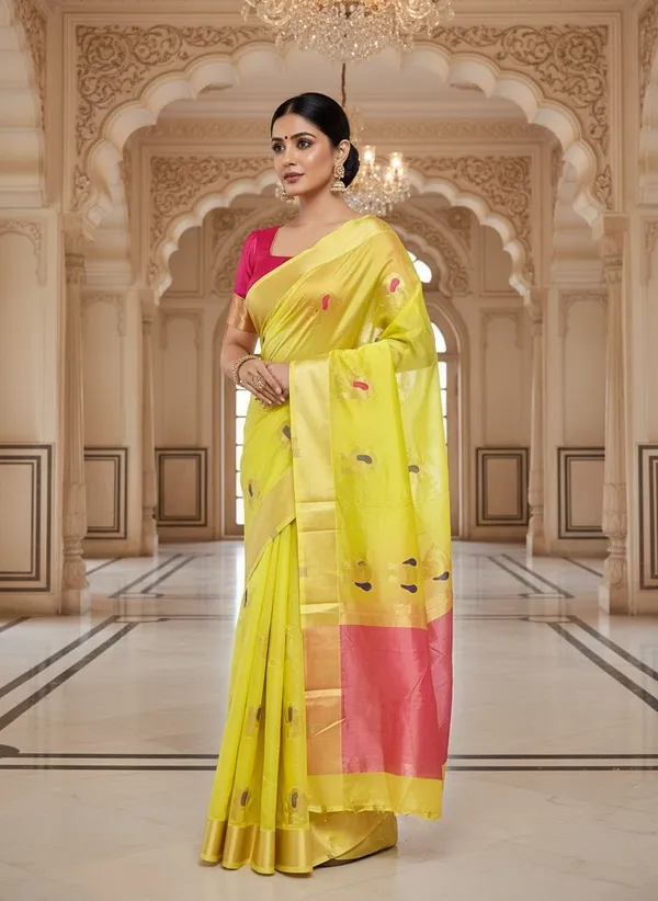 Yellow_Kanjivaram_Pure_Silk_Zari_Woven_Saree_For_Women_|_With_Blouse_Piece