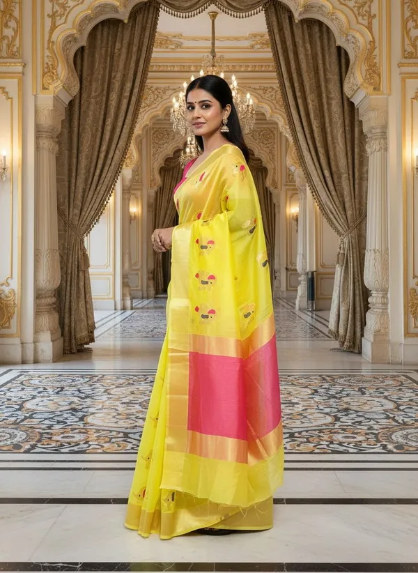 Yellow_Kanjivaram_Pure_Silk_Zari_Woven_Saree_For_Women_|_With_Blouse_Piece
