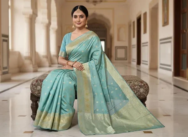Light_Green_Kanjivaram_Pure_Silk_Zari_Woven_Saree_For_Women_|_With_Blouse_Piece