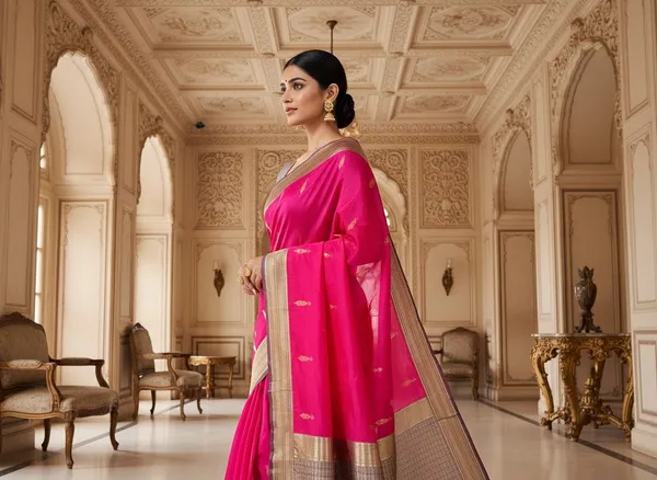 Pink_Kanjivaram_Pure_Silk_Zari_Woven_Contrast_Border_Saree_For_Women_|_With_Blouse_Piece