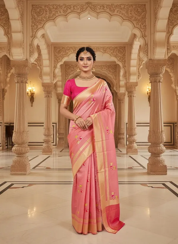 Pink_Kanjivaram_Pure_Silk_Zari_Woven_Embellished_Saree_For_Women_|_With_Blouse_Piece