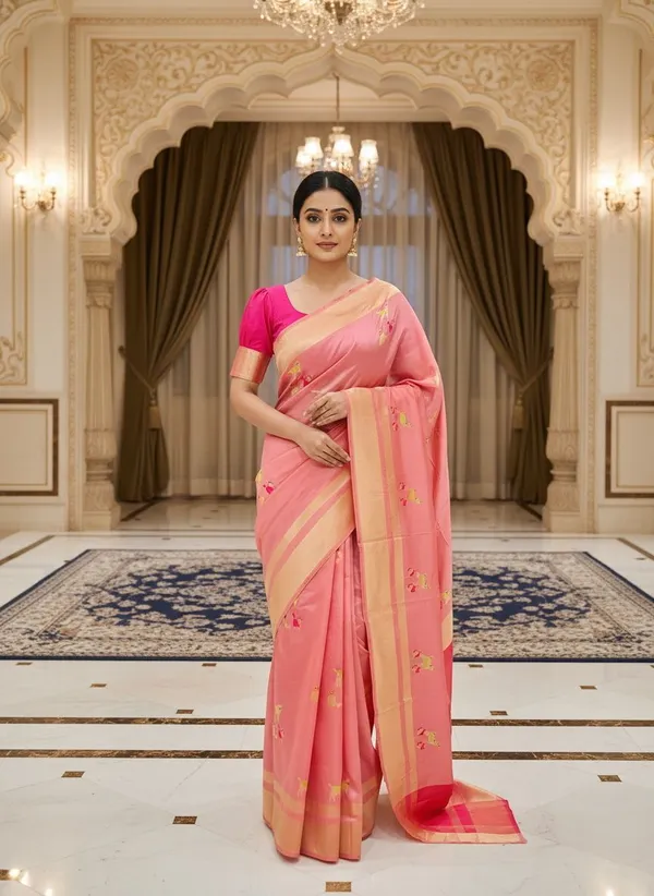 Pink_Kanjivaram_Pure_Silk_Zari_Woven_Embellished_Saree_For_Women_|_With_Blouse_Piece