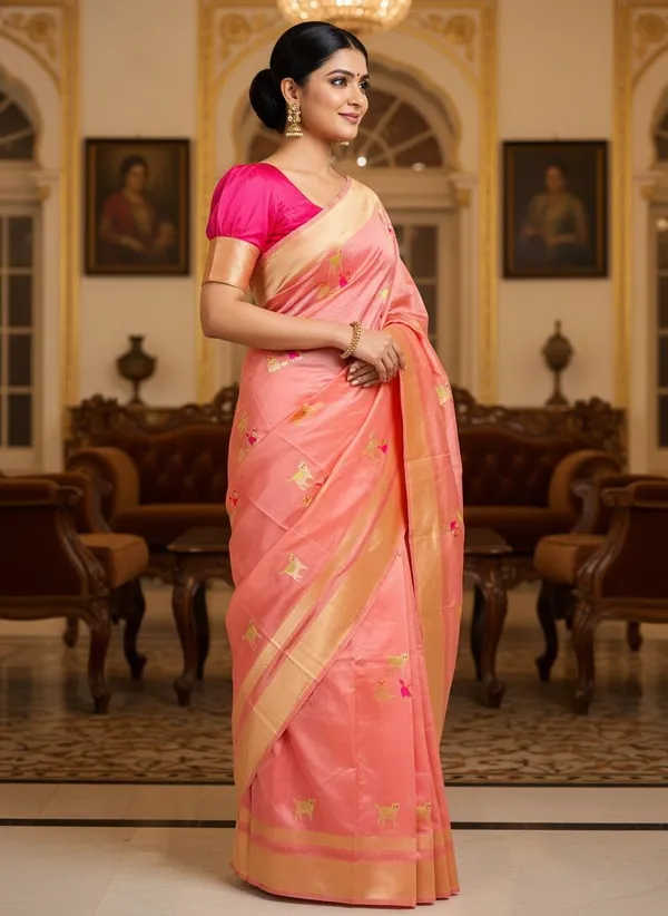 Pink_Kanjivaram_Pure_Silk_Zari_Woven_Embellished_Saree_For_Women_|_With_Blouse_Piece