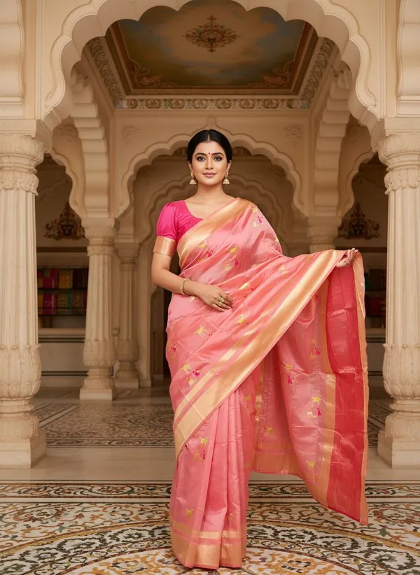 Pink_Kanjivaram_Pure_Silk_Zari_Woven_Embellished_Saree_For_Women_|_With_Blouse_Piece